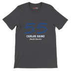 f111 merch dark-grey color t-shirt1 with carlos-sainz branding.