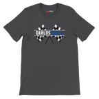 f111 merch dark-grey color t-shirt1 with carlos-sainz branding.