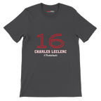 f111 merch dark-grey color t-shirt1 with charles-leclerc branding.