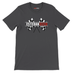 f111 merch dark-grey color t-shirt1 with esteban-ocon branding.