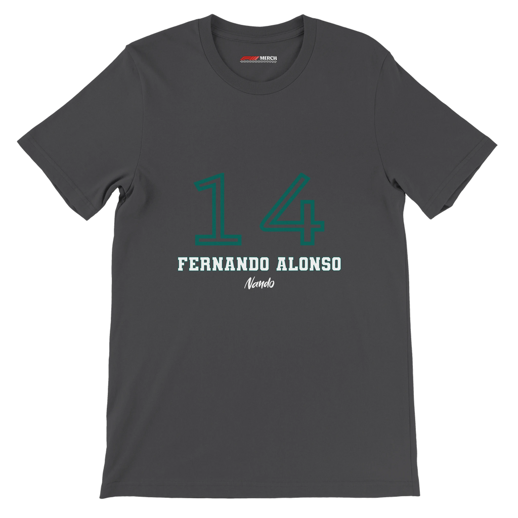 f111 merch dark-grey color t-shirt1 with fernando-alonso branding.