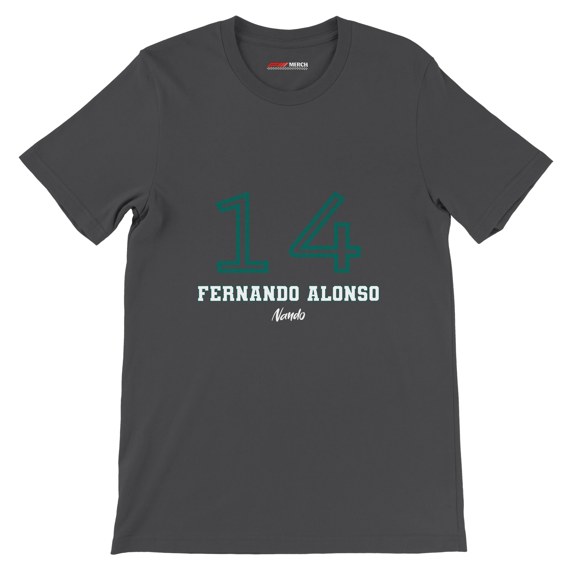 f111 merch dark-grey color t-shirt1 with fernando-alonso branding.