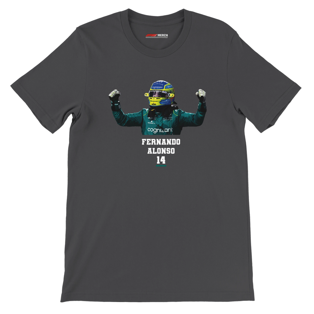 f111 merch dark-grey color t-shirt1 with fernando-alonso branding.