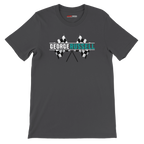 f111 merch dark-grey color t-shirt1 with george-russell branding.