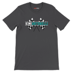 f111 merch dark-grey color t-shirt1 with kimi-antonelli branding.