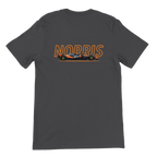 f111 merch dark-grey color t-shirt1 with lando-norris branding.