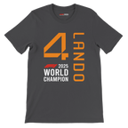f111 merch dark-grey color t-shirt1 with lando-norris branding.