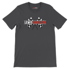 f111 merch dark-grey color t-shirt1 with lewis-hamilton branding.