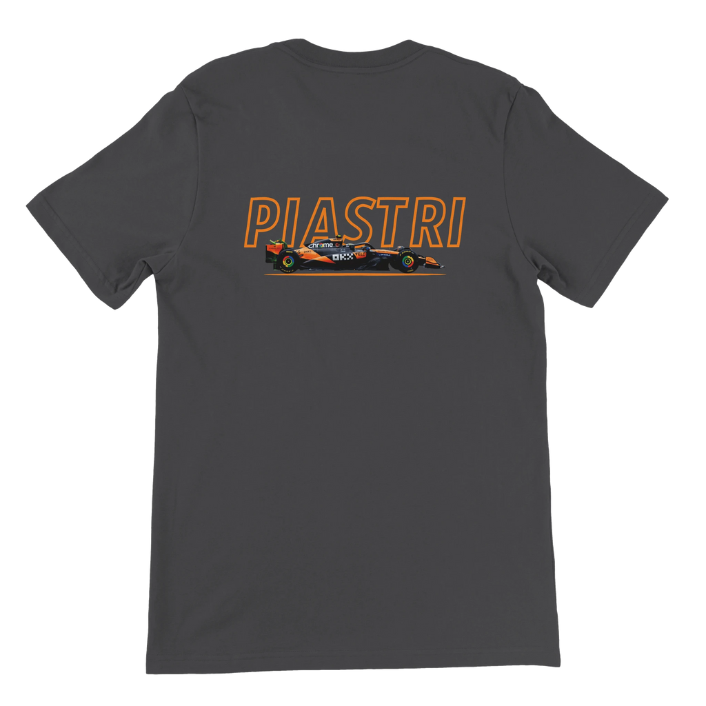 f111 merch dark-grey color t-shirt1 with oscar-piastri branding.