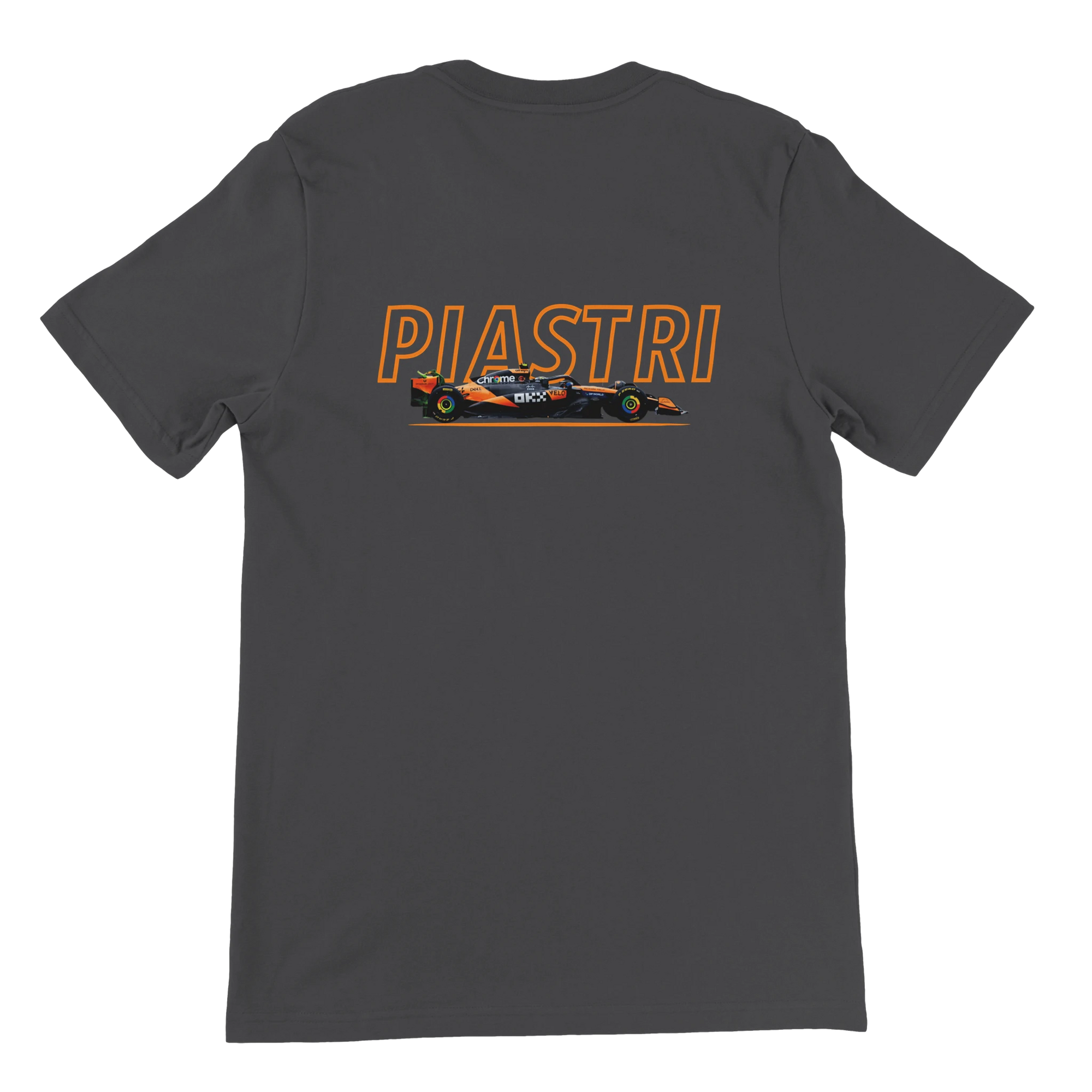 f111 merch dark-grey color t-shirt1 with oscar-piastri branding.