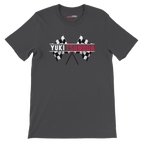 f111 merch dark-grey color t-shirt1 with yuki-tsunoda branding.