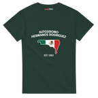 f111 merch forest-green color t-shirt1 with autodromo-hermanos-rodriguez branding.