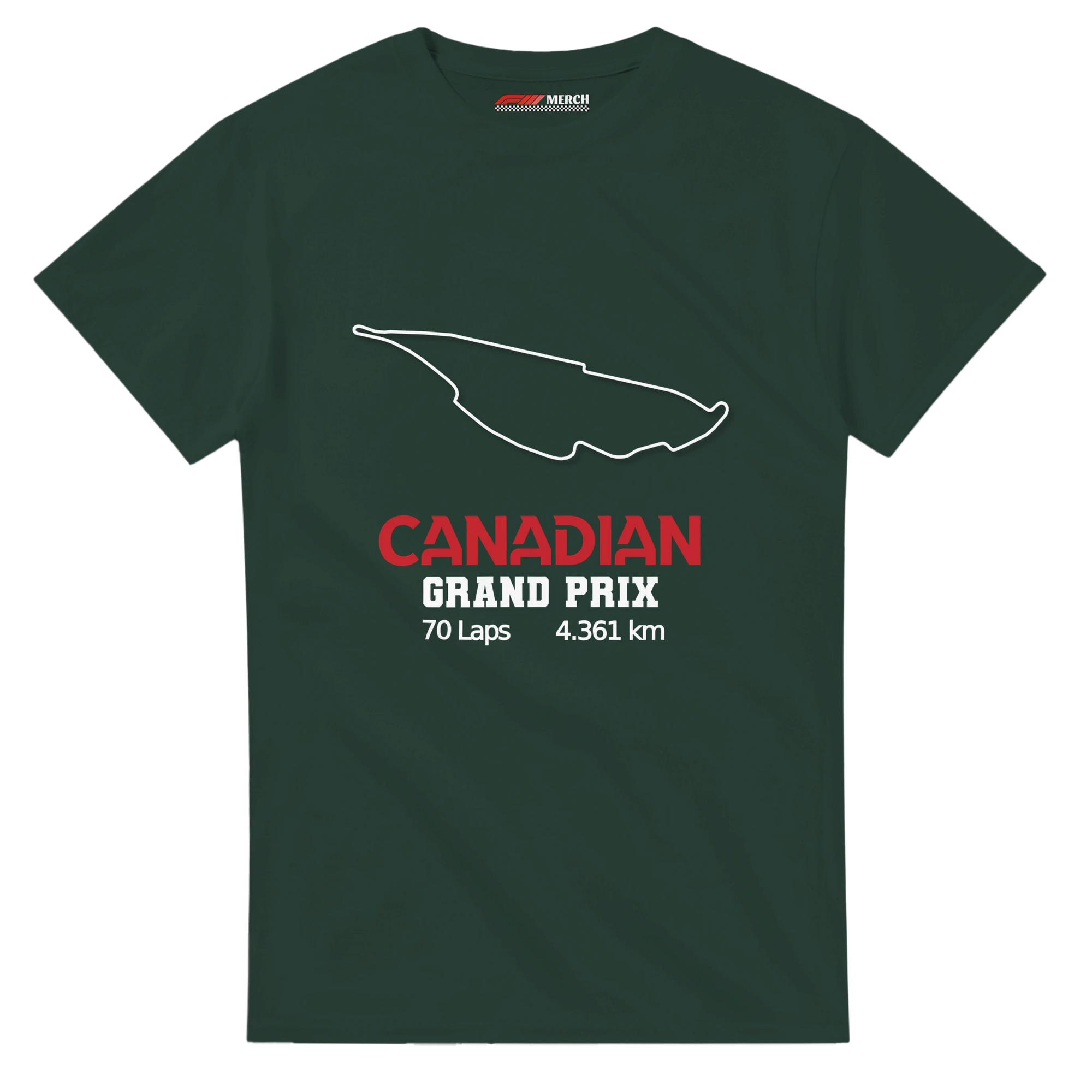 f111 merch forest-green color t-shirt1 with canadian-grand-prix branding.