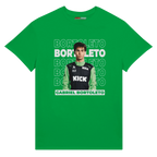 f111 merch irish-green color t-shirt1 with gabriel-bortoleto branding.