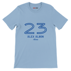 f111 merch light-blue color t-shirt1 with alex-albon branding.