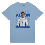 f111 merch light-blue color t-shirt1 with alex-albon branding.