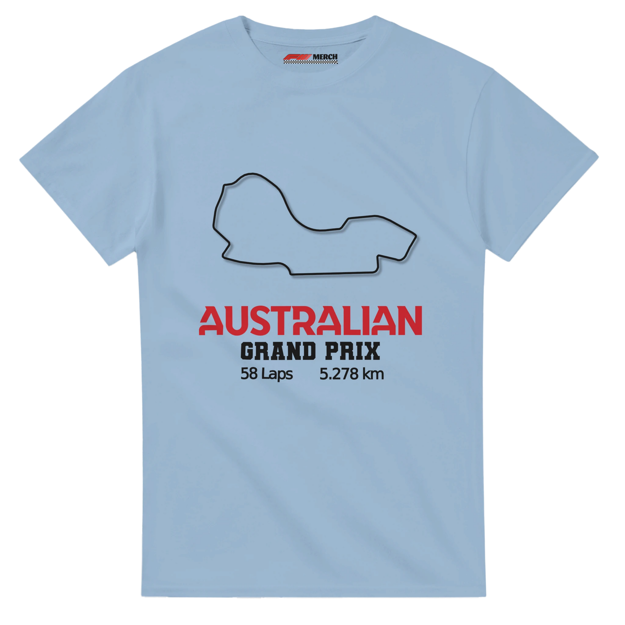 f111 merch light-blue color t-shirt1 with australian-grand-prix branding.