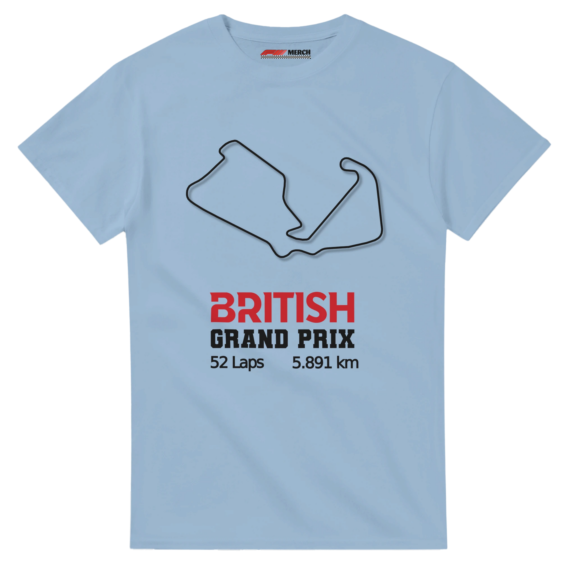 f111 merch light-blue color t-shirt1 with british-grand-prix branding.
