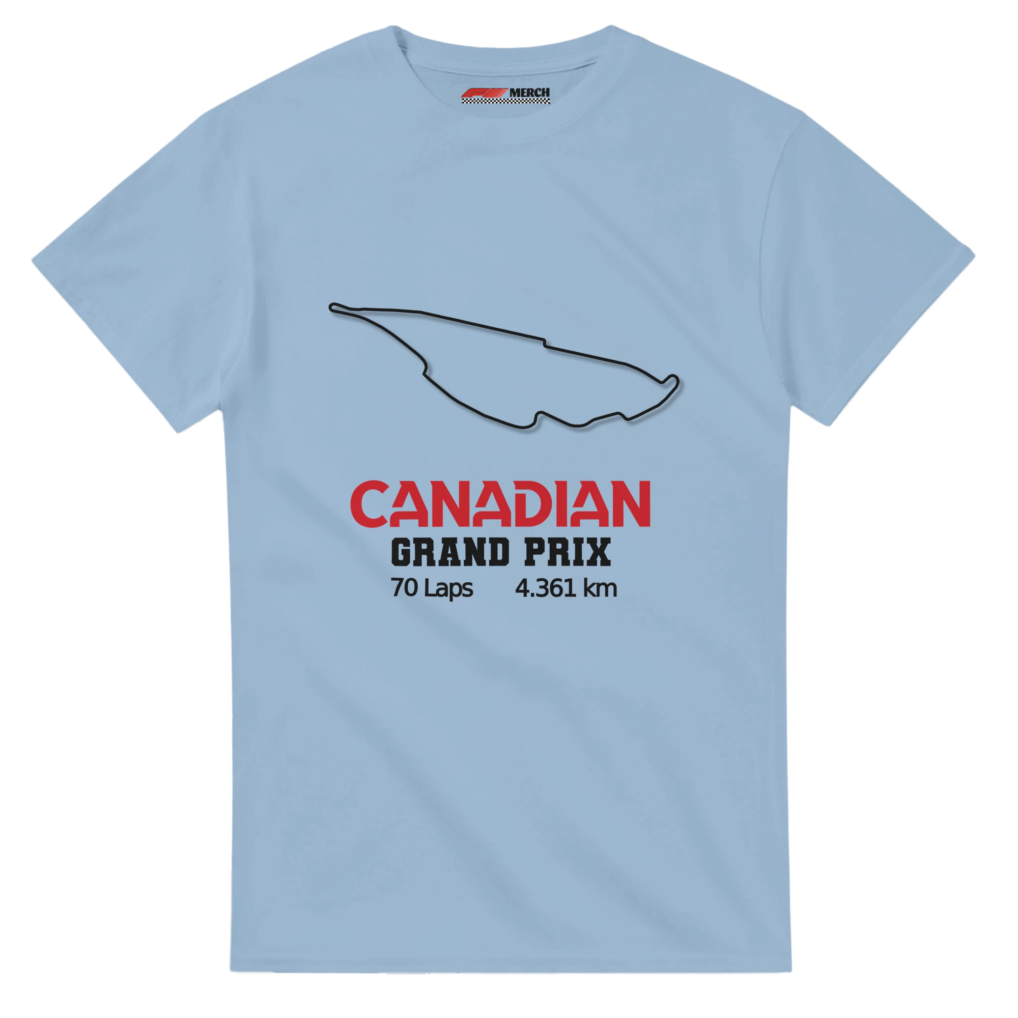f111 merch light-blue color t-shirt1 with canadian-grand-prix branding.