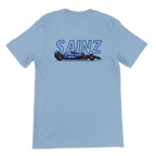 f111 merch light-blue color t-shirt1 with carlos-sainz branding.