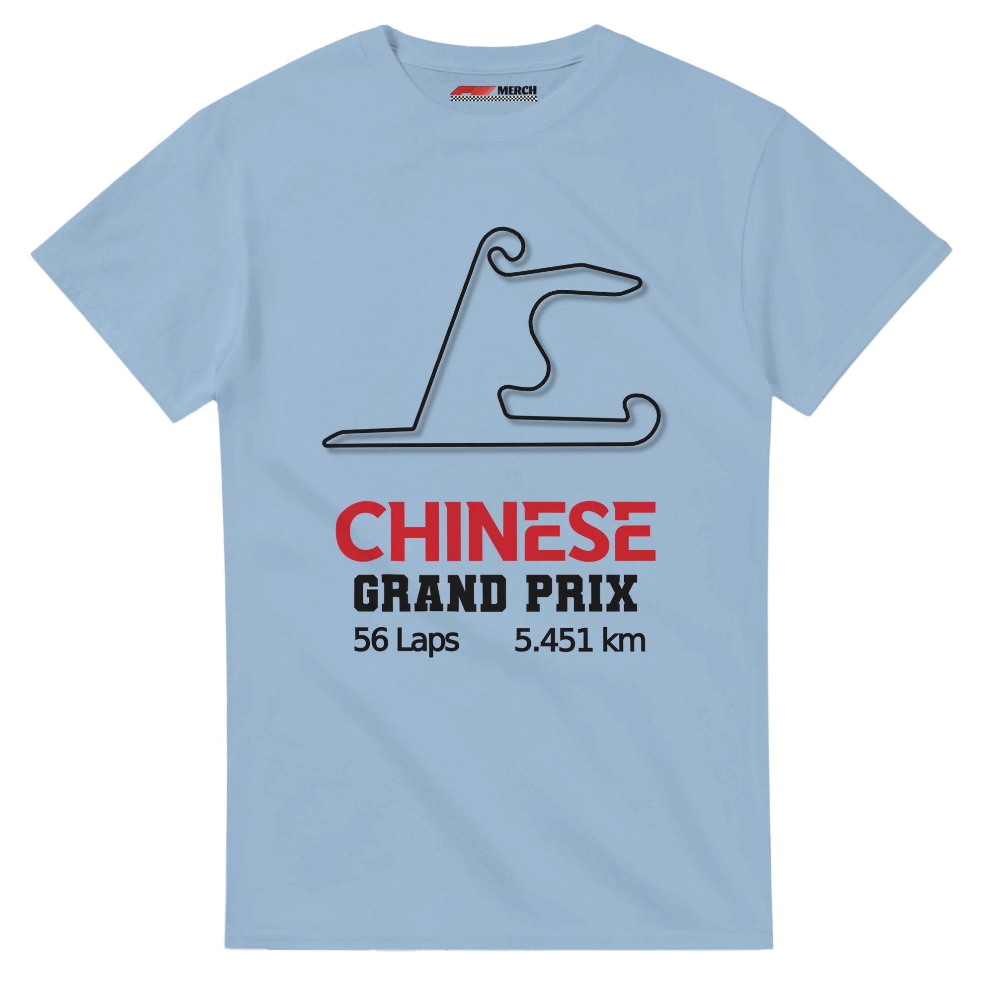 f111 merch light-blue color t-shirt1 with chinese-grand-prix branding.