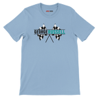 f111 merch light-blue color t-shirt1 with george-russell branding.
