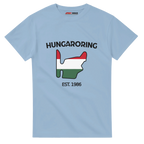 f111 merch light-blue color t-shirt1 with hungaroring branding.