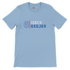 f111 merch light-blue color t-shirt1 with isack-hadjar branding.