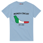 f111 merch light-blue color t-shirt1 with monza-circuit branding.