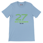 f111 merch light-blue color t-shirt1 with nico-hulkenberg branding.