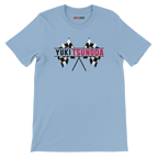 f111 merch light-blue color t-shirt1 with yuki-tsunoda branding.