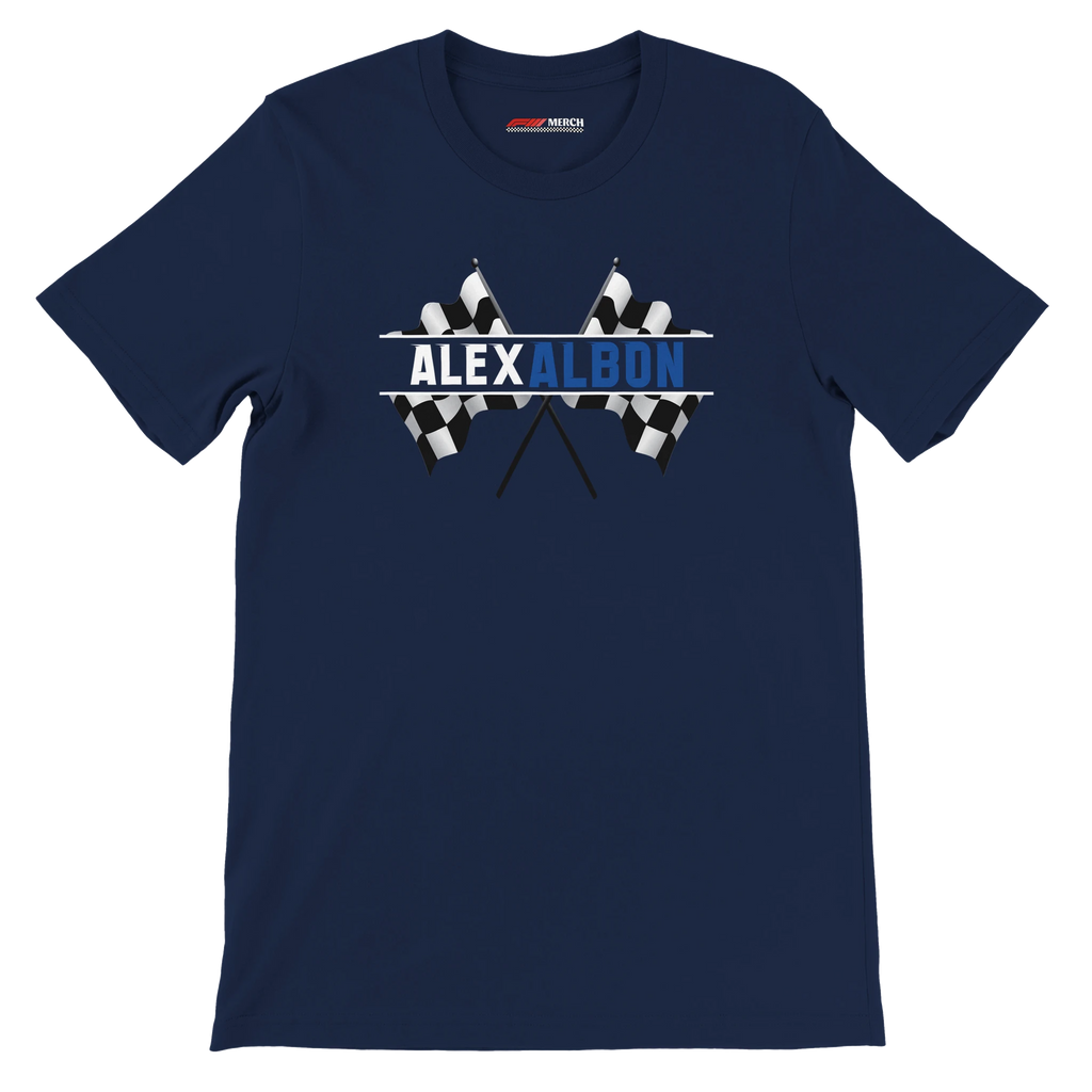 f111 merch navy color t-shirt1 with alex-albon branding.
