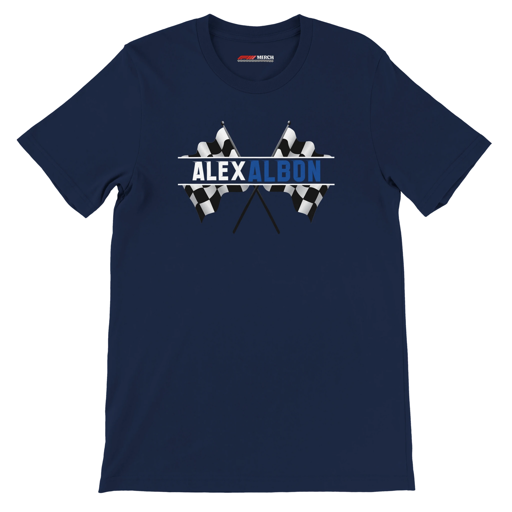 f111 merch navy color t-shirt1 with alex-albon branding.