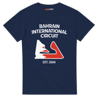 f111 merch navy color t-shirt1 with bahrain-international-circuit branding.