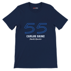 f111 merch navy color t-shirt1 with carlos-sainz branding.