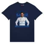 f111 merch navy color t-shirt1 with carlos-sainz branding.