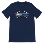 f111 merch navy color t-shirt1 with carlos-sainz branding.