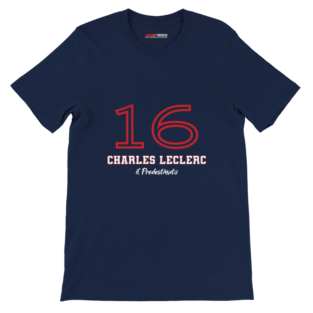 f111 merch navy color t-shirt1 with charles-leclerc branding.