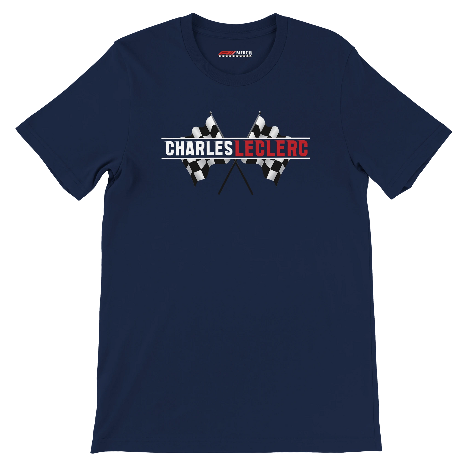 f111 merch navy color t-shirt1 with charles-leclerc branding.