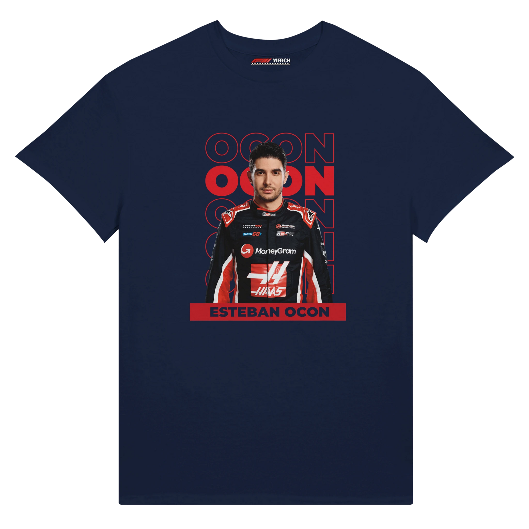f111 merch navy color t-shirt1 with esteban-ocon branding.