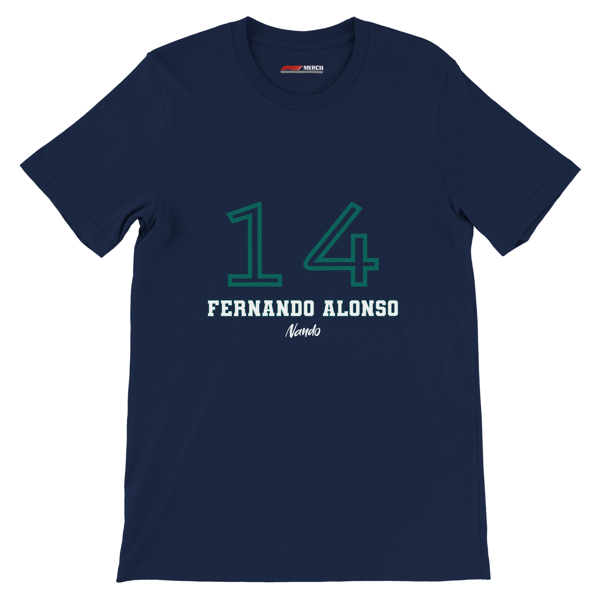 f111 merch navy color t-shirt1 with fernando-alonso branding.