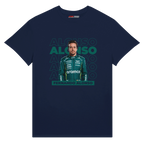 f111 merch navy color t-shirt1 with fernando-alonso branding.