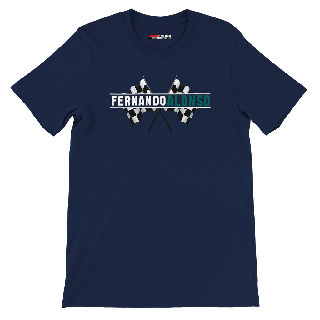 f111 merch navy color t-shirt1 with fernando-alonso branding.