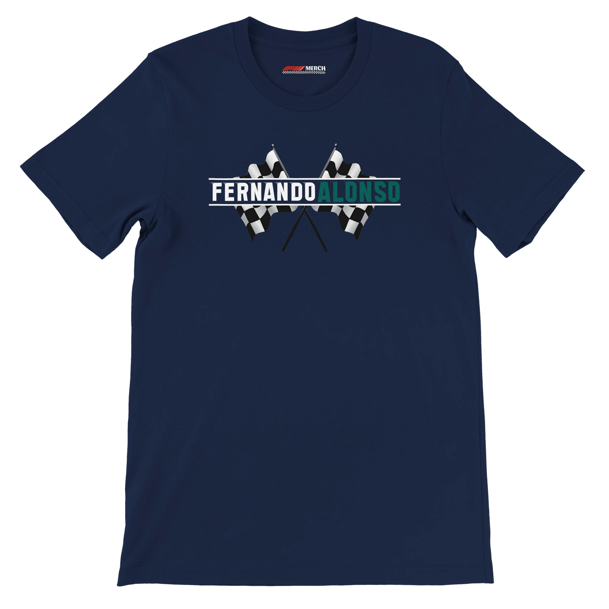 f111 merch navy color t-shirt1 with fernando-alonso branding.