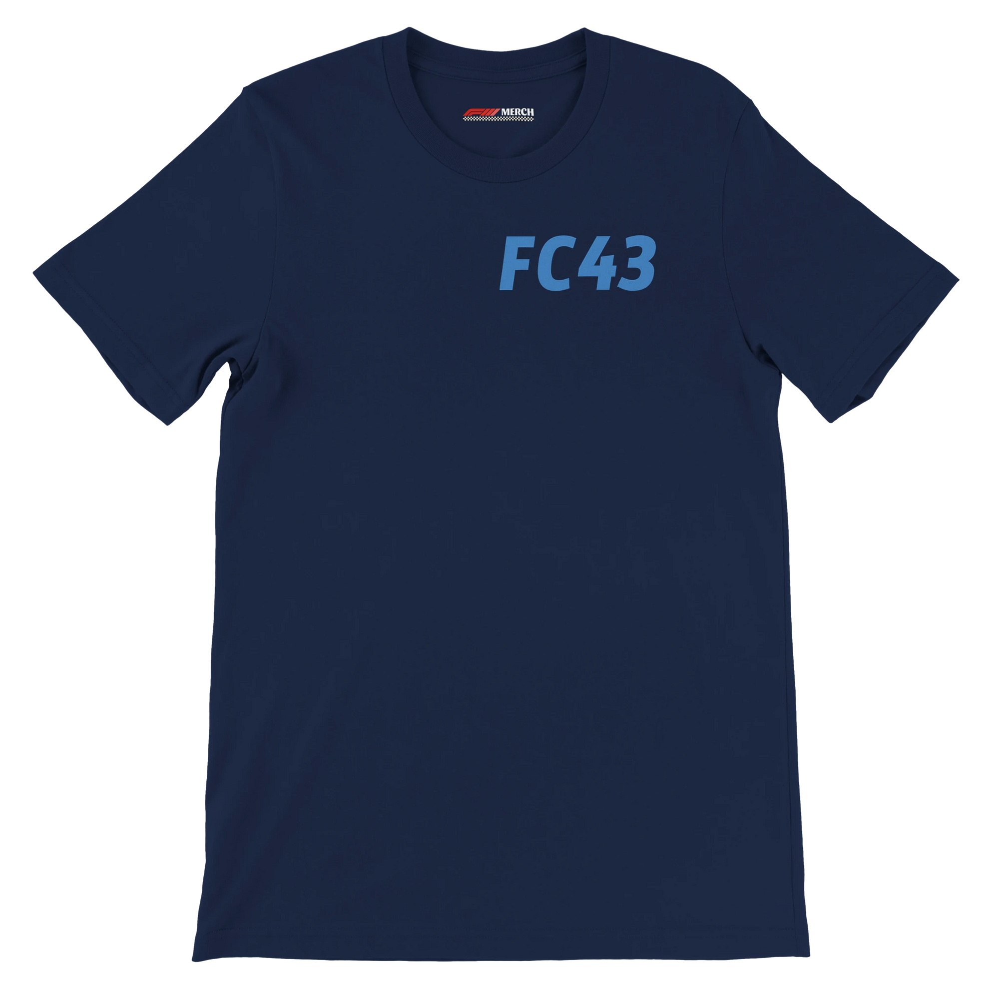 f111 merch navy color t-shirt1 with franco-colapinto branding.