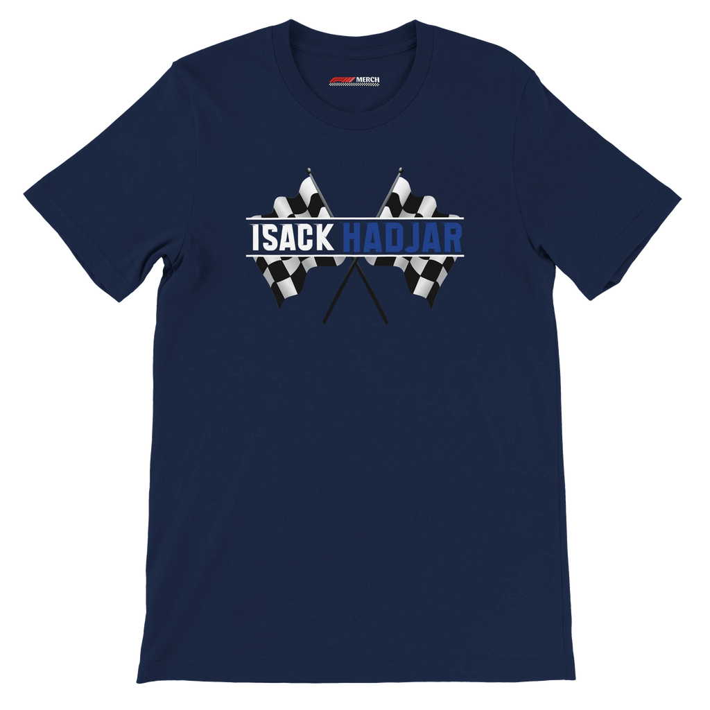 f111 merch navy color t-shirt1 with isack-hadjar branding.