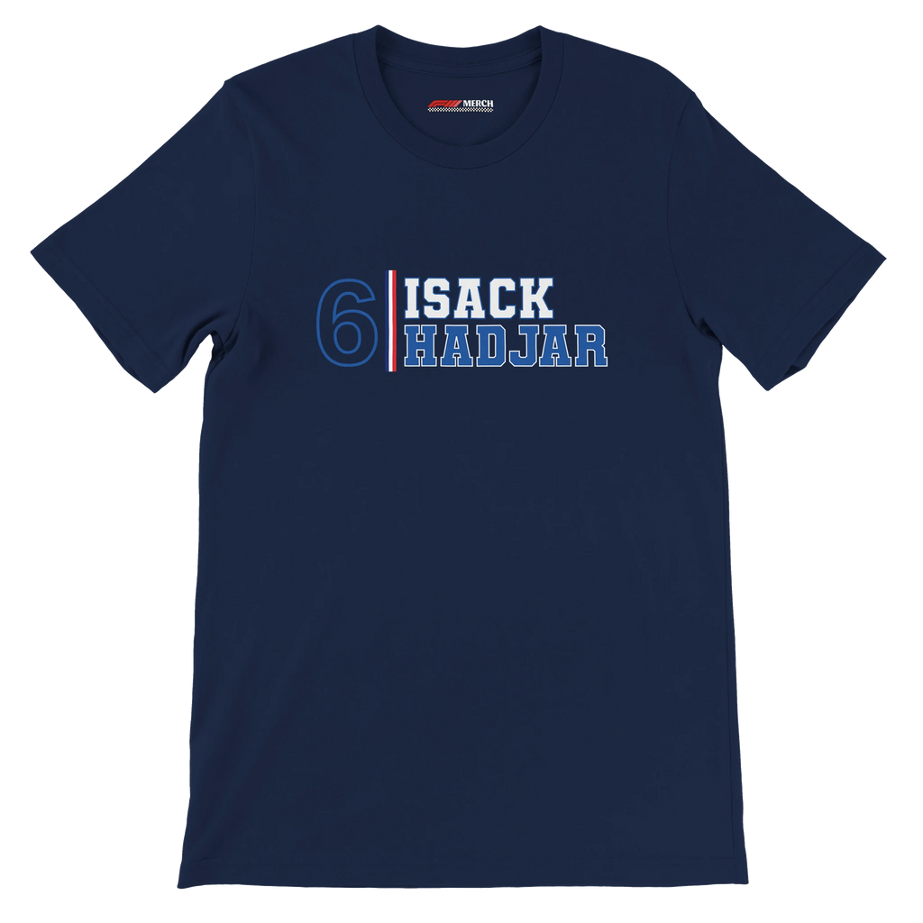 f111 merch navy color t-shirt1 with isack-hadjar branding.