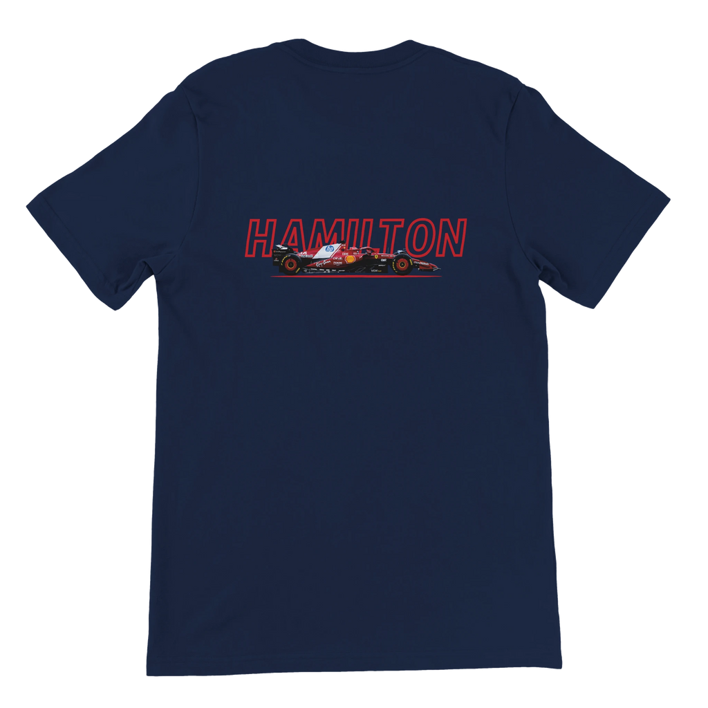 f111 merch navy color t-shirt1 with lewis-hamilton branding.
