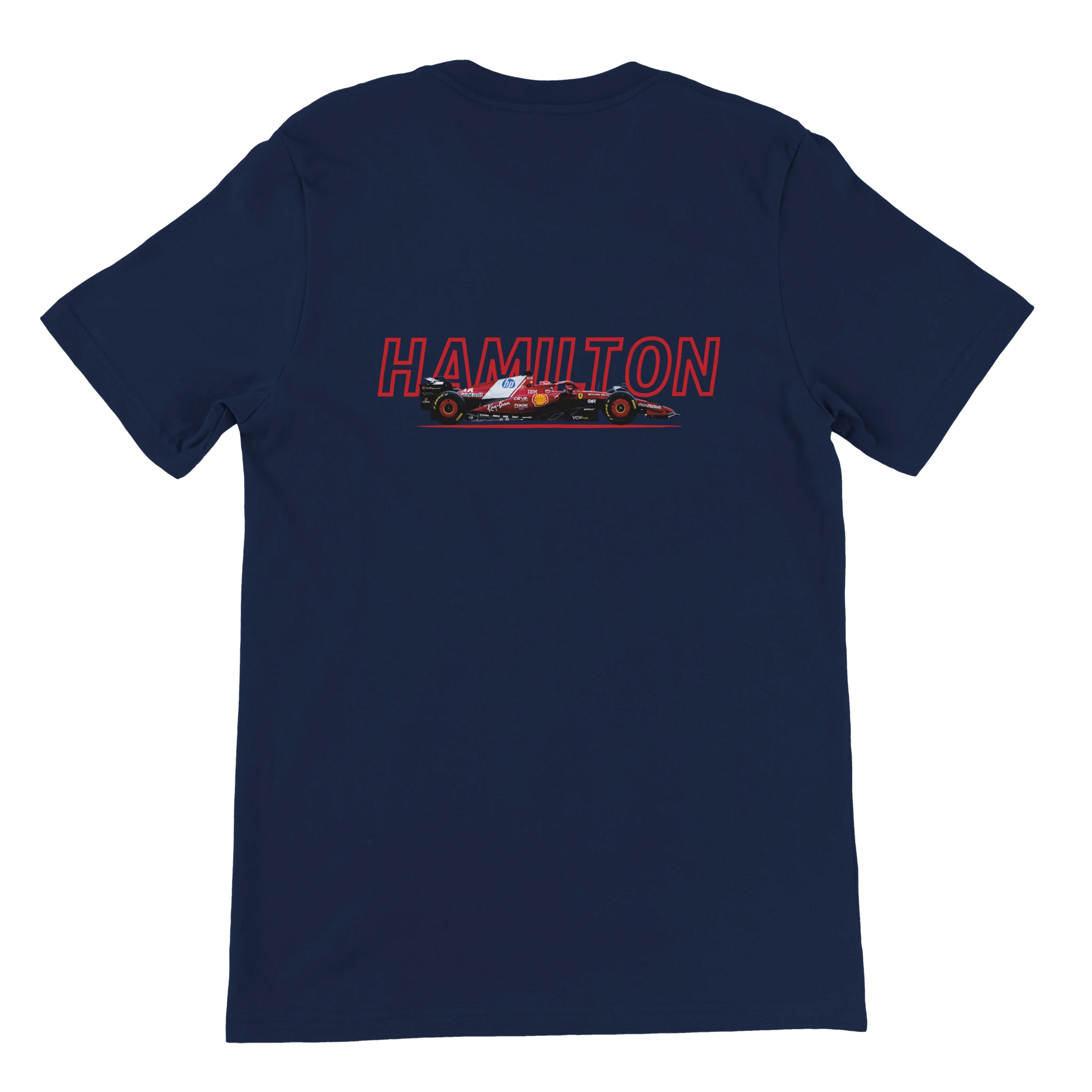 f111 merch navy color t-shirt1 with lewis-hamilton branding.