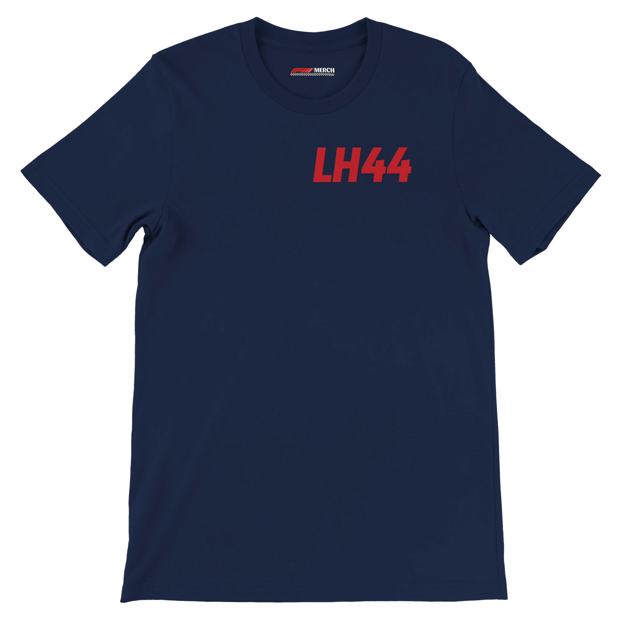 f111 merch navy color t-shirt1 with lewis-hamilton branding.